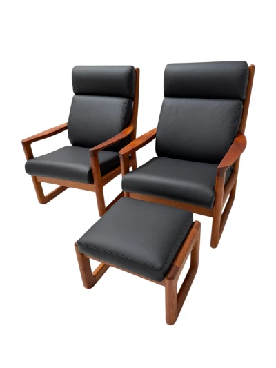 Mid-Century Modern Chairs and Hocker by Johannes Andersen for Silkeborg, 1960s